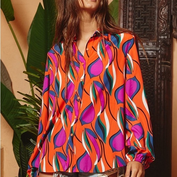 💜💜💜BUCKETLIST Grovy Colorful Blouse💜💜💜 - Picture 6 of 11